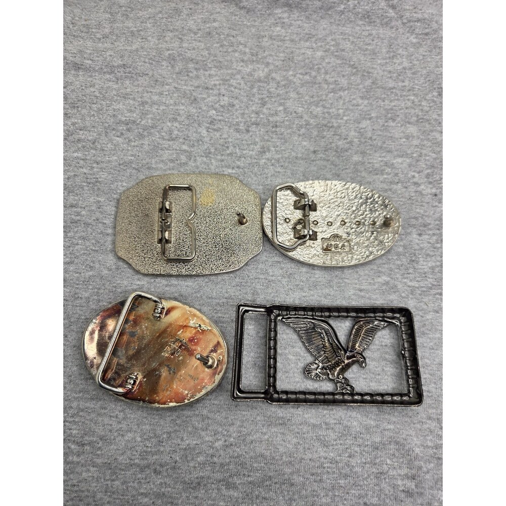 Lot of 4 American Eagle Liberty Alpaca Mexico Sturdy Belt Buckles - Picture 8 of 12